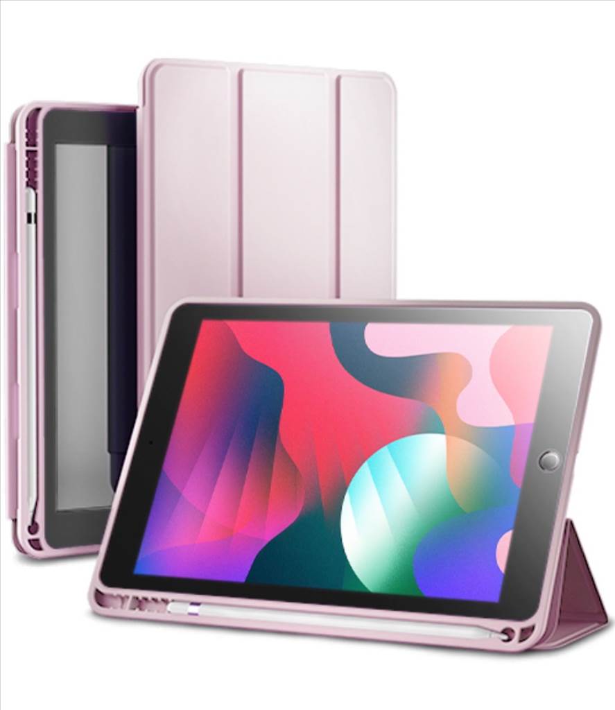 SINJIMORU iPad帶筆槽智慧休眠保護套 粉色
